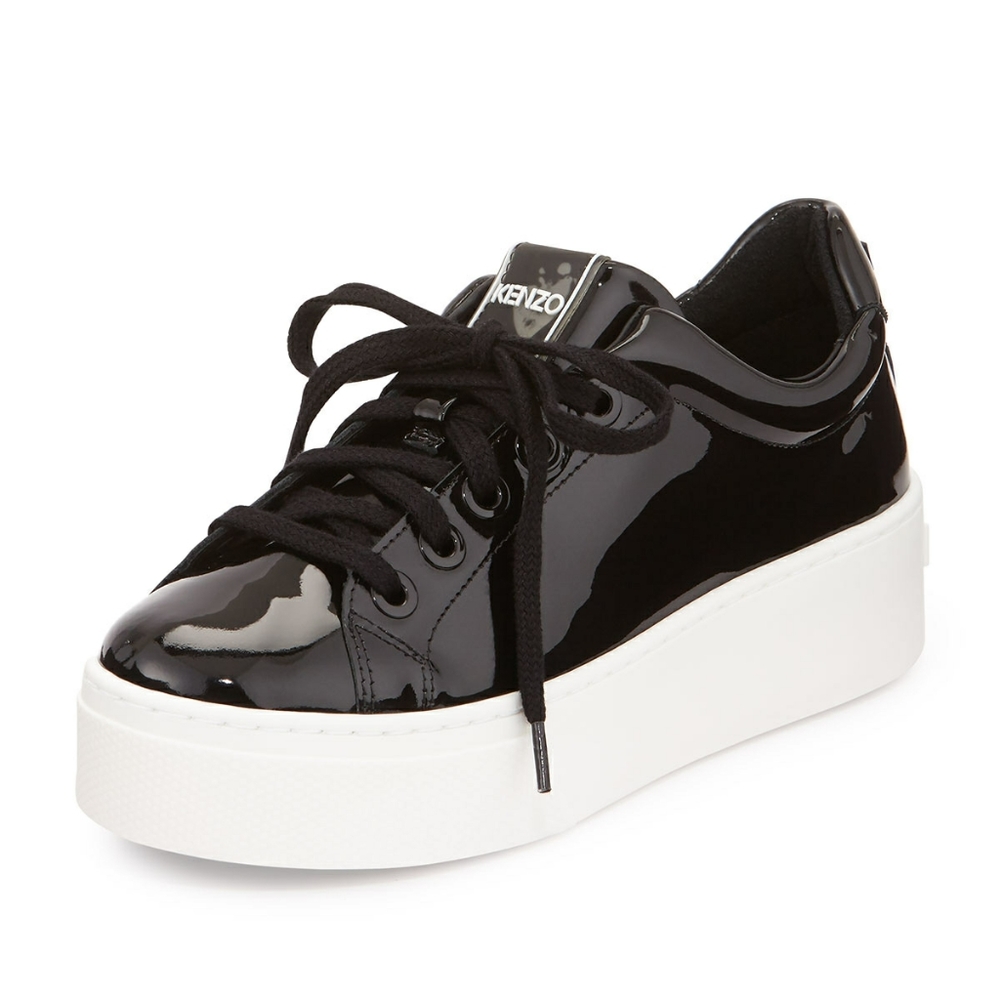 Kenzo Black Patent Leather Platform Sneaker 40